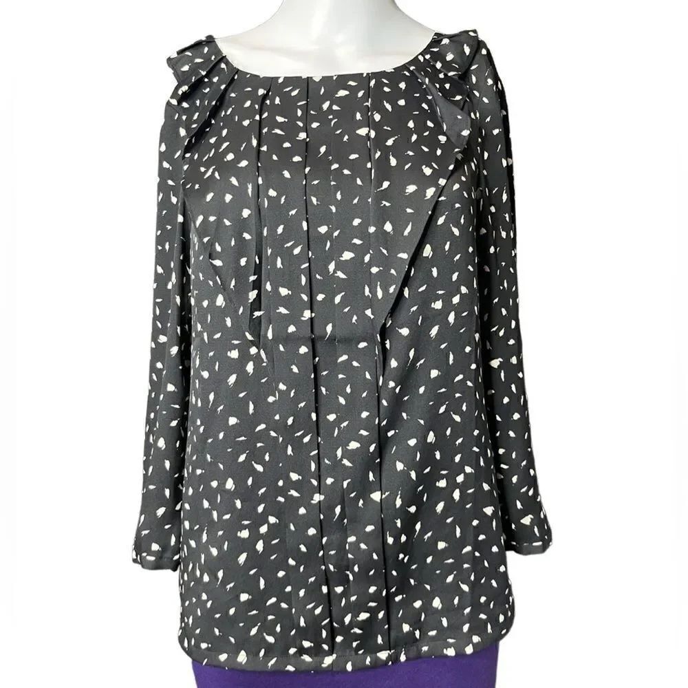 Ann Taylor LOFT Long Sleeve Blouse Black & White Size XS